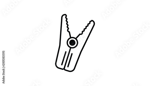 Plastic laundry clothespin or peg icon for domestic household chores and cleaning product design
