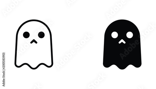 Fotografie Cute ghost character vector icon featuring a friendly sad spirit for Halloween o