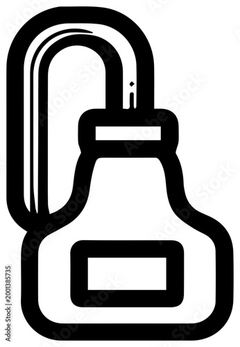 Simple black and white icon of a nebulizer mask with tubing connection medical device symbol