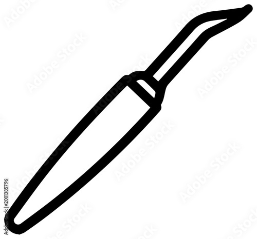 Minimalist line icon of dental explorer probe tool for oral examination and diagnosis