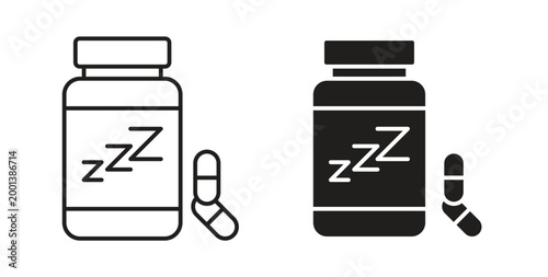 Foto Sleeping pills icon line style collection