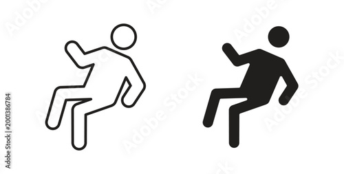 Photos Slippery floor icon line style collection