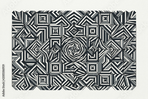 Monochromatic Geometric Op Art Pattern