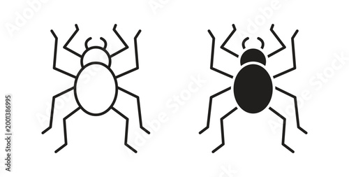 Photos Spider icon line style collection. Simple black solid icons
