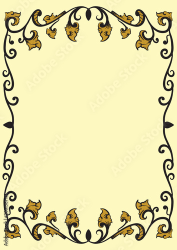Elegant Vertical Frame with Antique Gold Scrollwork Style