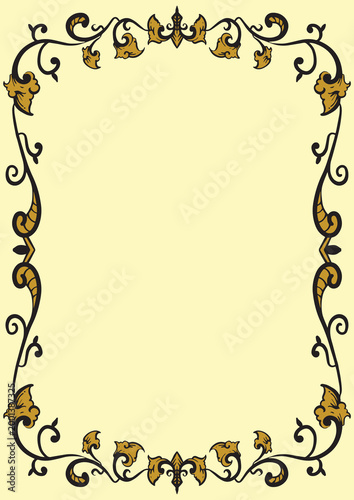 Decorative Antique Gold Frame with Vertical Ornamental Style