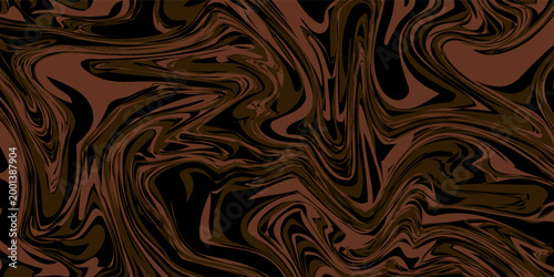 Retro coffee color background. Milk chocolate liquid dessert texture. Wavy swirl candy pattern for poster, cover, banner, pamphlet. Vintage brown trippy hippie wallpaper in 60s or 70s style. Vector