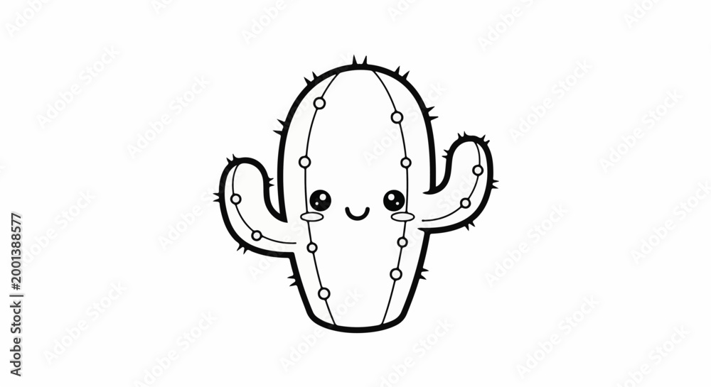 Obraz premium Cute, smiling cactus with arms raised, white background