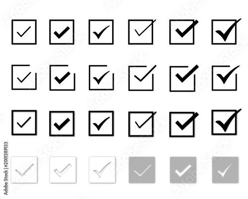 Black and White Check Mark Square Icon Set