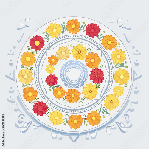 Decorative Plate with Floral Pattern