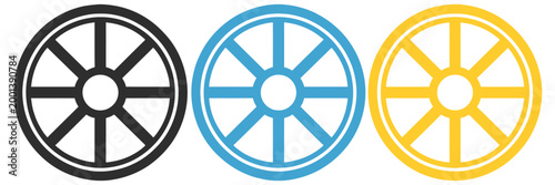 Bicycle Wheel Icon Set, Cycle Gear and Cycling Symbols Collection, Bike Maintenance Tools, Spare Parts Icons, Transportation Concept for Bicycle Shop, Vector Illustration
