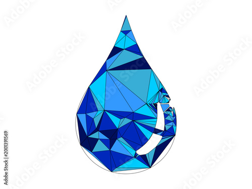 Foto A stylized blue water drop vector illustration featuring sharp geometric triangl