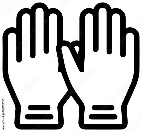 Disposable medical gloves icon black line art hand protection symbol healthcare and safety medical equipment hygiene concept