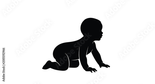 baby crawling silhouette high quality professional detailed modern