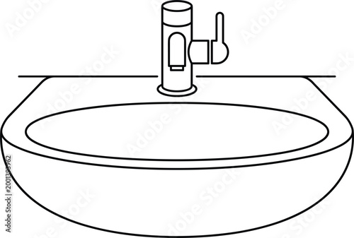 Bathroom sink with modern faucet illustration representing home plumbing wash basin hygiene interior design and daily cleaning routine concept
