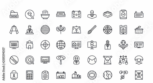 Collection of Business and Technology Icons for Digital Use.