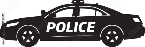 police car with the word police on the side silhouette vector