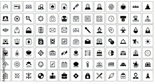 Various business and office icons.