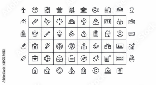 Photography Various business and technology icons.