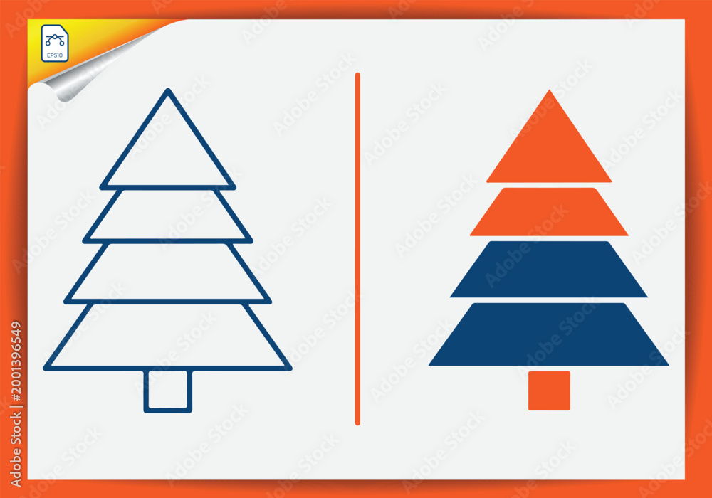 Fototapeta premium Christmas tree vector icons, on gray background, christmas tree sign.