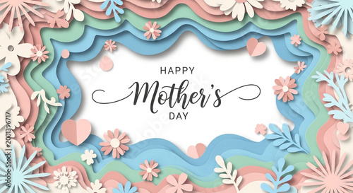 Mother's Day, Happy Mother's Day, Floral Greeting Card, Paper Cutout Flowers