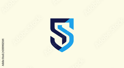 Free Download Modern Abstract Shield Logo Design with Blue and Dark Blue Colors. - GFXLoad