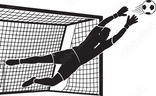 Soccer goalkeeper diving to save ball