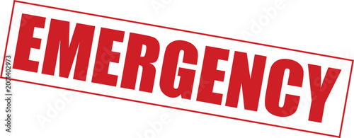 Vibrant red emergency stamp vector graphic illustration featuring bold uppercase text design