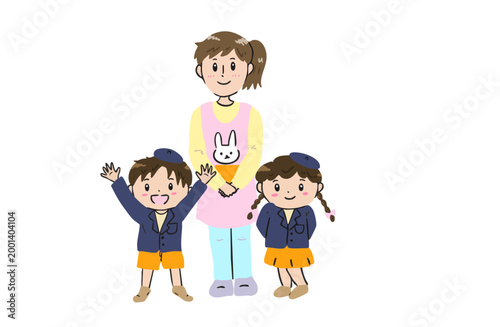 幼稚園の先生と子ども達