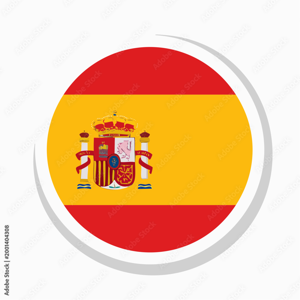 Obraz premium Circular Spanish Flag Emblem with Coat of Arms