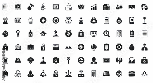 Fotografía Black icons on white background.