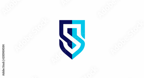 Free Download Modern Abstract Shield Logo Design with Blue and White Colors. - GFXLoad