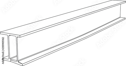 Steel I beam structural element illustration representing construction engineering support framework and industrial building material for architectural design concept