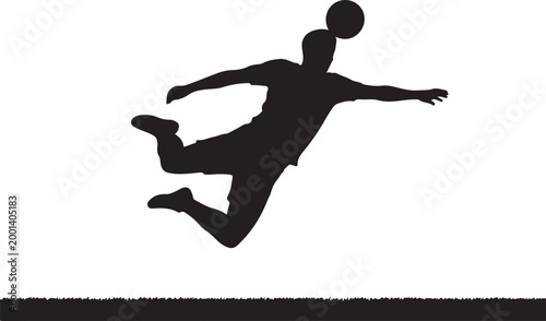 Schilderij op canvas Athlete diving to head a soccer ball
