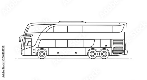 Double Decker Bus Line Art Vector Illustration