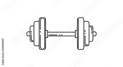 Dumbbell weight icon, fitness equipment line art illustration