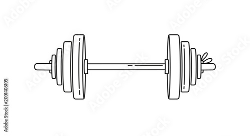 Hand Drawn Illustration of a Heavy Barbell for Strength Training