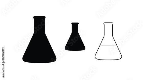 Three conical flasks varying sizes depicted as a silhouette