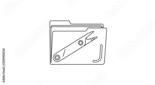Line Art Icon of a Folder Containing a Multi-Tool
