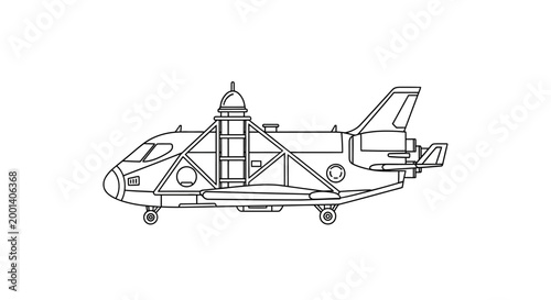 Line Art Illustration of a Futuristic Research Aircraft