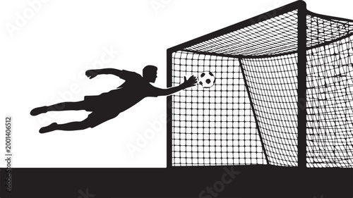 Goalkeeper diving to save soccer ball