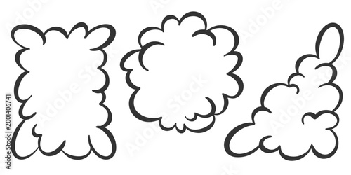 Soap foam cartoon vector outline illustrations. Clouds of water suds on white background. Liquid shower gel and shampoo pile.