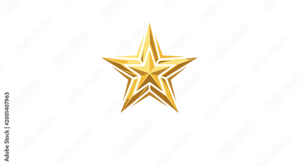 Obraz premium Golden star medal with ribbon for achievement award