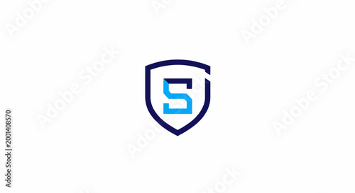 Modern Shield Logo Design Featuring Letter S in Blue Color.