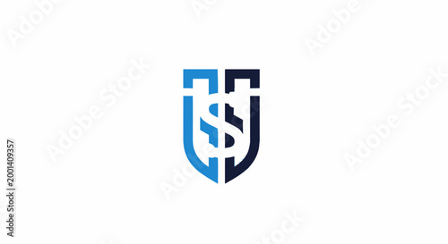Modern Abstract Logo Design Featuring Dollar Sign and Shield.