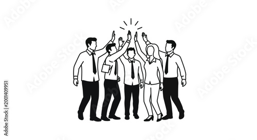 Картината върху платно team giving high five silhouette on transparent background