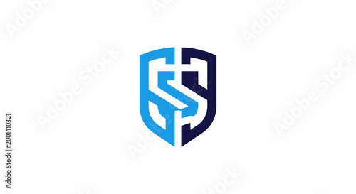 Modern Shield Logo Design in Blue and White Colors.