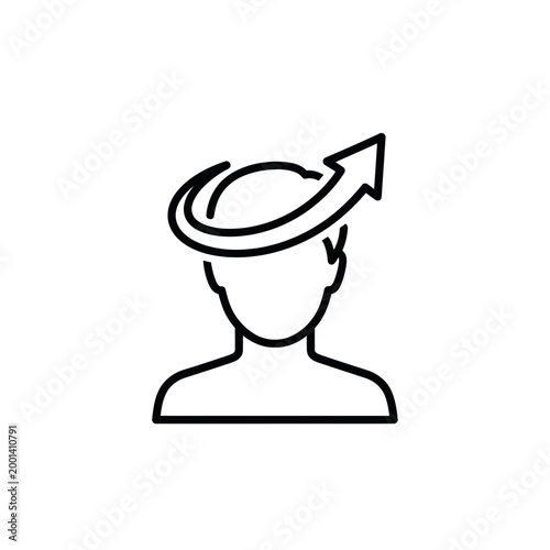 Dizzy person icon, vertigo, confusion, brain confusion, dizziness, headache symbol