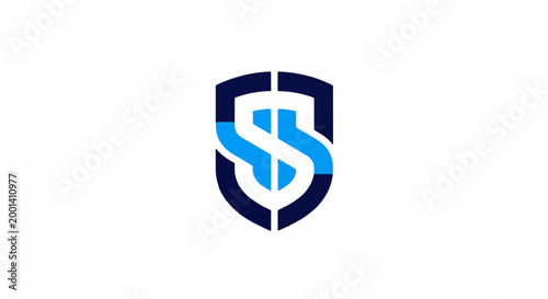 Modern Blue and White Shield Logo Design for Security and Protection.