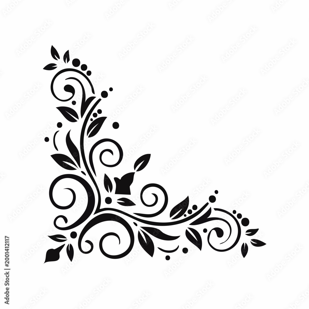 Fototapeta premium Black Flourish Corner Design